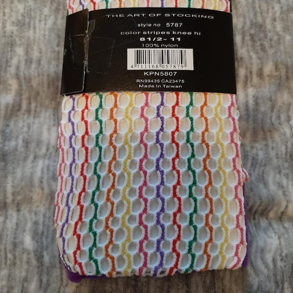 NWT Color stripes knee high "mesh" socks - Picture 2 of 3